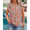 image:imageBTFBM Womens Tops Dressy Casual 2026 Spring Summer Shirts Boho Floral V Neck Ruffle Cap Sleeve Business Work BlousesFloral Black Red