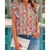 image:imageBTFBM Womens Tops Dressy Casual 2026 Spring Summer Shirts Boho Floral V Neck Ruffle Cap Sleeve Business Work BlousesFloral Black Red