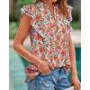 image:imageBTFBM Womens Tops Dressy Casual 2026 Spring Summer Shirts Boho Floral V Neck Ruffle Cap Sleeve Business Work BlousesFloral Black Red