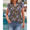 image:imageBTFBM Womens Tops Dressy Casual 2026 Spring Summer Shirts Boho Floral V Neck Ruffle Cap Sleeve Business Work BlousesFloral Blue