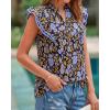 image:imageBTFBM Womens Tops Dressy Casual 2026 Spring Summer Shirts Boho Floral V Neck Ruffle Cap Sleeve Business Work BlousesFloral Blue