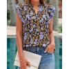 image:imageBTFBM Womens Tops Dressy Casual 2026 Spring Summer Shirts Boho Floral V Neck Ruffle Cap Sleeve Business Work BlousesFloral Blue