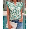 image:imageBTFBM Womens Tops Dressy Casual 2026 Spring Summer Shirts Boho Floral V Neck Ruffle Cap Sleeve Business Work BlousesFloral Green Yellow