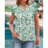 image:imageBTFBM Womens Tops Dressy Casual 2026 Spring Summer Shirts Boho Floral V Neck Ruffle Cap Sleeve Business Work BlousesFloral Green Yellow
