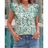 image:imageBTFBM Womens Tops Dressy Casual 2026 Spring Summer Shirts Boho Floral V Neck Ruffle Cap Sleeve Business Work BlousesFloral Green Yellow