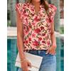 image:imageBTFBM Womens Tops Dressy Casual 2026 Spring Summer Shirts Boho Floral V Neck Ruffle Cap Sleeve Business Work BlousesFloral Orange Pink Red