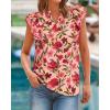 image:imageBTFBM Womens Tops Dressy Casual 2026 Spring Summer Shirts Boho Floral V Neck Ruffle Cap Sleeve Business Work BlousesFloral Orange Pink Red