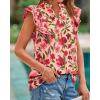 image:imageBTFBM Womens Tops Dressy Casual 2026 Spring Summer Shirts Boho Floral V Neck Ruffle Cap Sleeve Business Work BlousesFloral Orange Pink Red