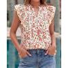 image:imageBTFBM Womens Tops Dressy Casual 2026 Spring Summer Shirts Boho Floral V Neck Ruffle Cap Sleeve Business Work BlousesFloral Orange Yellow