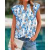 image:imageBTFBM Womens Tops Dressy Casual 2026 Spring Summer Shirts Boho Floral V Neck Ruffle Cap Sleeve Business Work BlousesFloral White Blue