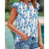 image:imageBTFBM Womens Tops Dressy Casual 2026 Spring Summer Shirts Boho Floral V Neck Ruffle Cap Sleeve Business Work BlousesFloral White Blue