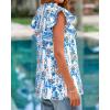 image:imageBTFBM Womens Tops Dressy Casual 2026 Spring Summer Shirts Boho Floral V Neck Ruffle Cap Sleeve Business Work BlousesFloral White Blue