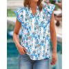image:imageBTFBM Womens Tops Dressy Casual 2026 Spring Summer Shirts Boho Floral V Neck Ruffle Cap Sleeve Business Work BlousesFloral White Blue