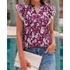image:imageBTFBM Womens Tops Dressy Casual 2026 Spring Summer Shirts Boho Floral V Neck Ruffle Cap Sleeve Business Work BlousesFloral Wine Red White