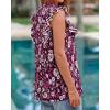 image:imageBTFBM Womens Tops Dressy Casual 2026 Spring Summer Shirts Boho Floral V Neck Ruffle Cap Sleeve Business Work BlousesFloral Wine Red White