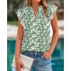 image:imageBTFBM Womens Tops Dressy Casual 2026 Spring Summer Shirts Boho Floral V Neck Ruffle Cap Sleeve Business Work BlousesLeaves Light Green