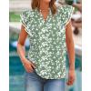 image:imageBTFBM Womens Tops Dressy Casual 2026 Spring Summer Shirts Boho Floral V Neck Ruffle Cap Sleeve Business Work BlousesLeaves Light Green