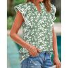 image:imageBTFBM Womens Tops Dressy Casual 2026 Spring Summer Shirts Boho Floral V Neck Ruffle Cap Sleeve Business Work BlousesLeaves Light Green