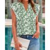 image:imageBTFBM Womens Tops Dressy Casual 2026 Spring Summer Shirts Boho Floral V Neck Ruffle Cap Sleeve Business Work BlousesLeaves Light Green