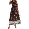 image:imageBTFBM Boho Dresses for Women 2026 Summer Spring Casual Floral Short Sleeve V Neck Flowy ALine Maxi Party Dress PocketsFloral Coffee White