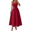 image:imageBTFBM Elegant Cocktail Dresses for Women 2026 Summer Square Neck Sleeveless A Line Formal Wedding Guest Party Maxi DressBurgundy
