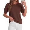 image:imageBTFBM Short Sleeve Sweater for Women 2026 Spring Summer Knit Basic Tops Lightweight Business Casual Vacation OutfitsBrown