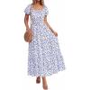 Floral White Blue