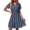 image:imageBTFBM Summer Dresses for Women 2026 Lightweight Casual Short Sleeve Floral Mini Dress A Line Beach Vacation SundressBlue