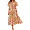 image:imageBTFBM Summer Dresses for Women 2026 Spring Outfits Beach Vacation Short Sleeve Smocked Boho Casual Floral Maxi DressFloral Yellow