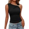 image:imageBTFBM Summer Going Out Tops for Women 2026 Asymmetrical Sleeveless Ruched Y2k Top Date Night Outfits Fashion ClothingBlack