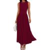 image:imageBTFBM Summer Maxi Dresses for Women 2026 Spring Sleeveless Casual Ruched High Waisted Long Sundress Flowy Beach DressWine Red