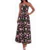 image:imageBTFBM Summer Maxi Dresses for Women 2026 Strapless Tube Top Floral Spring Wedding Guest Dress Beach Vacation OutfitsBlack Pink Flower