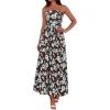 image:imageBTFBM Summer Maxi Dresses for Women 2026 Strapless Tube Top Floral Spring Wedding Guest Dress Beach Vacation OutfitsCoffee Blue Flower