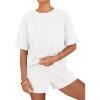 image:imageBTFBM Two Piece Sets For Women Summer Outfits Short Sleeve Tops Lounge Shorts Sets Oversized Matching Sets Pockets 2026White