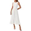 image:imageBTFBM Women Tank Midi Dress Summer Crewneck Sleeveless Pleated A Line Business Casual Formal Sweater Spring Dresses 2026White