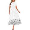 image:imageBTFBM Womens Summer Dresses 2026 Casual Short Sleeve Elastic Waist Flowy Beach Vacation Floral Boho Maxi Dress PocketsWhite Black Flower
