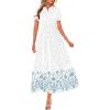 image:imageBTFBM Womens Summer Dresses 2026 Casual Short Sleeve Elastic Waist Flowy Beach Vacation Floral Boho Maxi Dress PocketsWhite Blue Flower