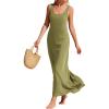 image:imageBTFBM Womens Summer Tank Dress 2026 Sleeveless Scoop Neck Boho Sundress Satin Loose Flowy Party Beach DressesArmy Green