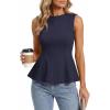 image:imageBTFBM Womens Summer Tops 2026 Business Casual Outfits Crew Neck Sleeveless Shirts Slim Fit Peplum Tank TopNavy