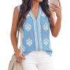 image:imageBTFBM Womens Tank Tops Floral Printed V Neck Sleeveless Spring 2026 Business Work Dressy Casual Shirts Chiffon BlousesLight Blue