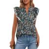 image:imageBTFBM Womens Tops Dressy Casual 2026 Spring Summer Shirts Boho Floral V Neck Ruffle Cap Sleeve Business Work BlousesFloral Black Blue