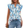 Floral White Blue