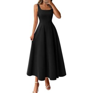 image:imageBTFBM Elegant Cocktail Dresses for Women 2026 Summer Square Neck Sleeveless A Line Formal Wedding Guest Party Maxi DressBlack