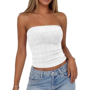 image:imageBTFBM Tube Tops for Women Floral Embroidery Summer Crop Top 2026 Strapless Going Out Y2K Beach Vacation Spring ClothesWhite