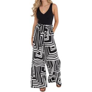 image:imageBTFBM Two Piece Sets For Women Summer 2026 Spring Outfits Casual Sleeveless Wide Leg Pants Sets Beach Vacation ClothesFloral Black