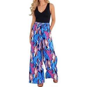 image:imageBTFBM Two Piece Sets For Women Summer 2026 Spring Outfits Casual Sleeveless Wide Leg Pants Sets Beach Vacation ClothesFloral Blue
