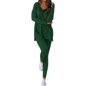 image:imageBTFBM Two Piece Sets for Women 2026 Casual Lounge Set Matching Oversized Shirts Leggings Workout Airport Travel OutfitsDark Green