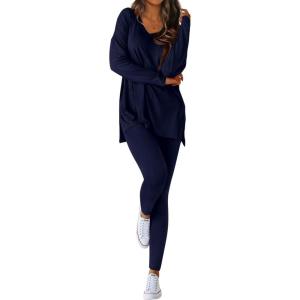 image:imageBTFBM Two Piece Sets for Women 2026 Casual Lounge Set Matching Oversized Shirts Leggings Workout Airport Travel OutfitsNavy Blue