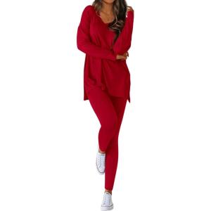 image:imageBTFBM Two Piece Sets for Women 2026 Casual Lounge Set Matching Oversized Shirts Leggings Workout Airport Travel OutfitsRed