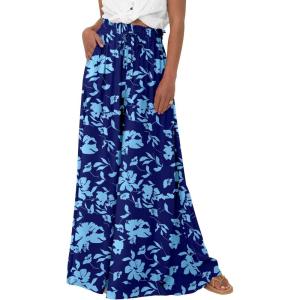 image:imageBTFBM Women Casual High Waist Wide Leg Pants 2026 Spring Summer Long Palazzo Pants Pocket Lounge Beach Vacation ClothesPrint Dark Blue